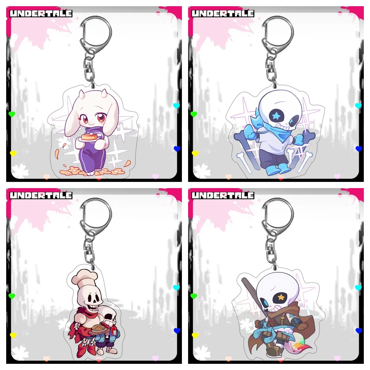 

UNDERTALE Hot Game Figures Sans Papyrus Cosplay Acrylic Keychains Kawaii Bag Keyring Fans Birthday Gifts 6CM