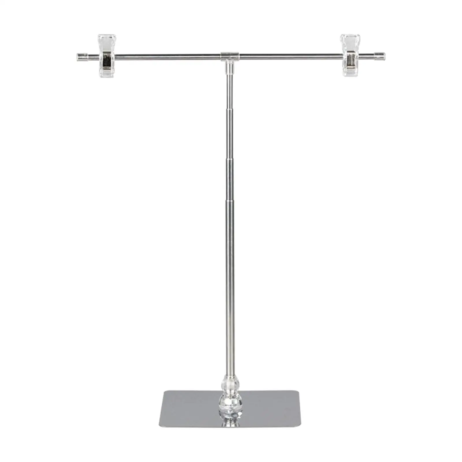Adjustable Poster Stand Stretchable T Sign Holder Stainless Steel Banner Stand Floorstanding with Clip for Store Counter Bars
