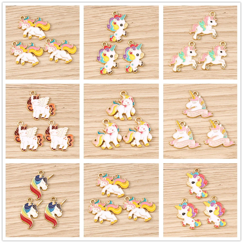 

Tusember 10pcs Cute Colorful Unicorn Charms for Jewelry Making DIY Horse Unicorn Earrings Pendant Necklaces Bracelets Crafts