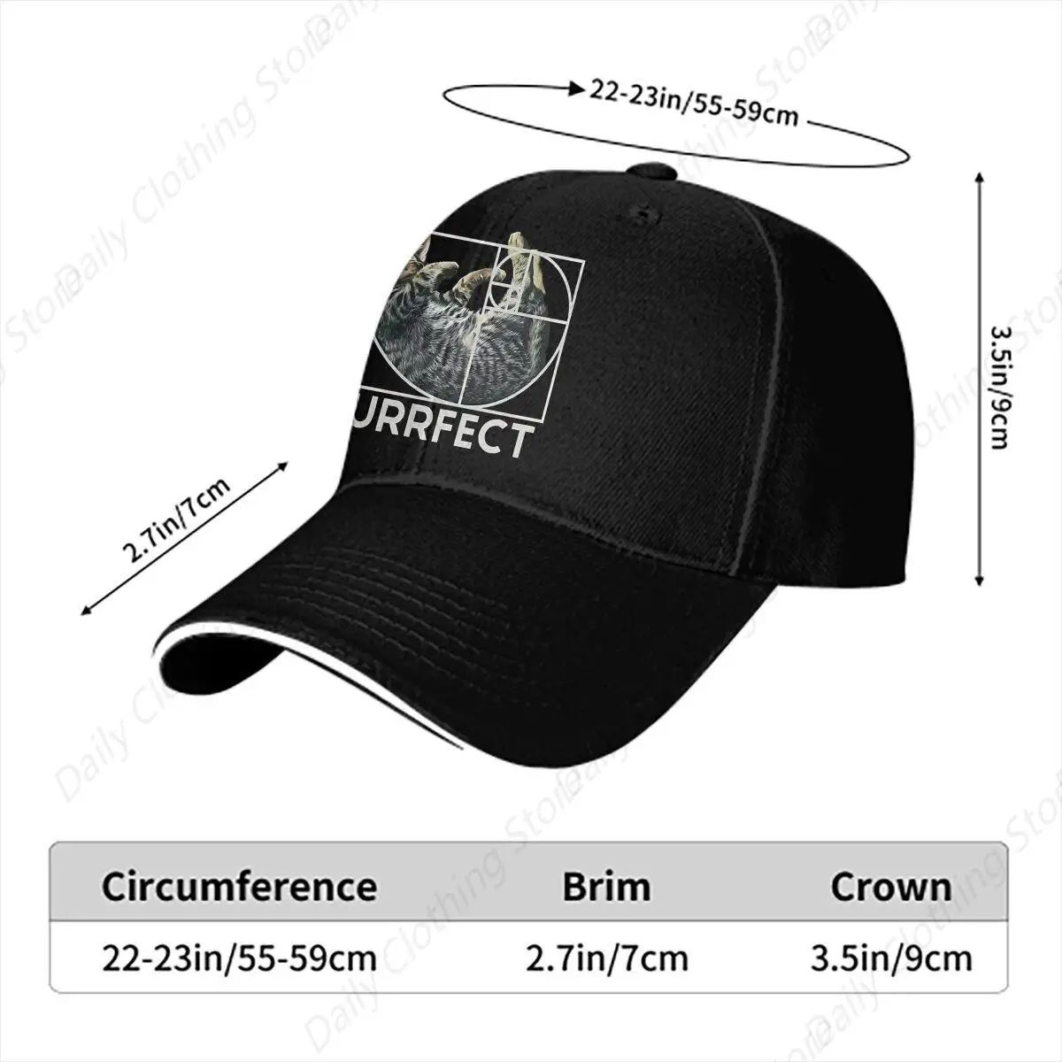 Purrfect Cat Baseball Cap Men Women Visor Protection Snap Back Fibonacci Sequence Golden Ratio Caps Outdoor Hat