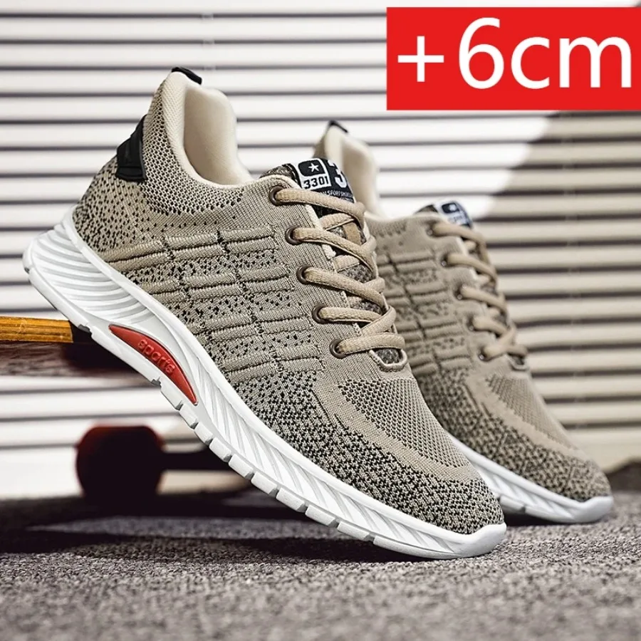 

Men Sneakers Elevator Shoes Hidden Heels Breathable Heightening Shoes for Men Increase Insole 6CM Lift Sports Casual Height Shoe