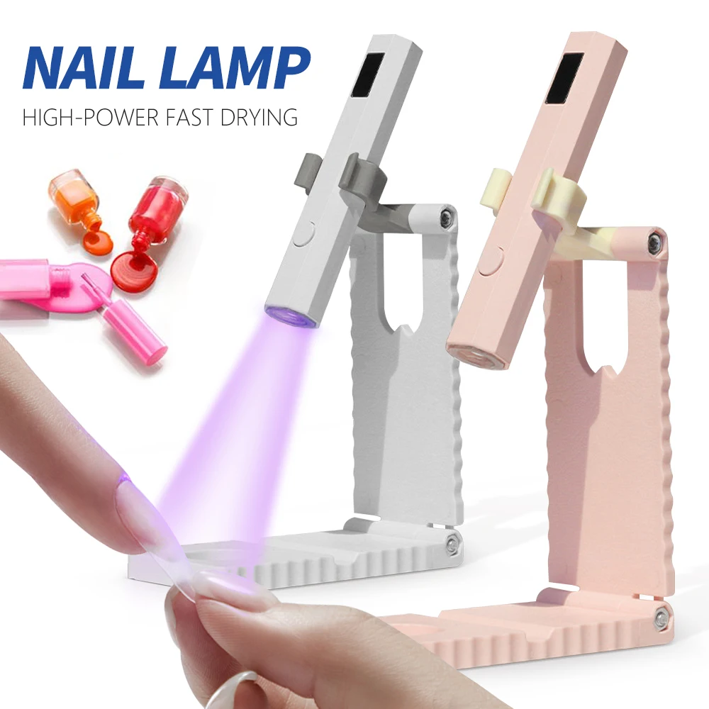 YIKOOLIN Portable Handheld UV Dryer Lamp with Foldable Stand for Gel  Nail Curing USB Rechargeabl Quick Dry Nail Lamp