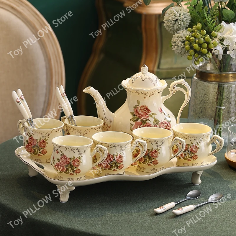 

Coffee cup set retro European saucer ceramic coffee household cup set luxury English afternoon tea tea set