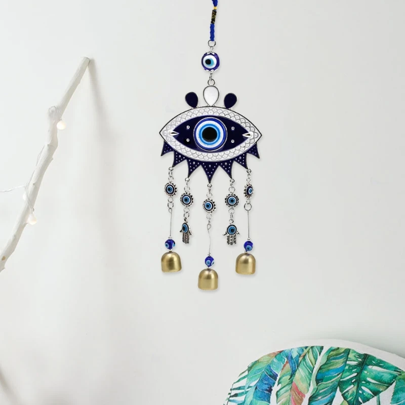 Retro Blue Evil Eyes Windchime, Wind Bells, Handcraft Pendant, Home Garden Hanging Ornaments, Decoration