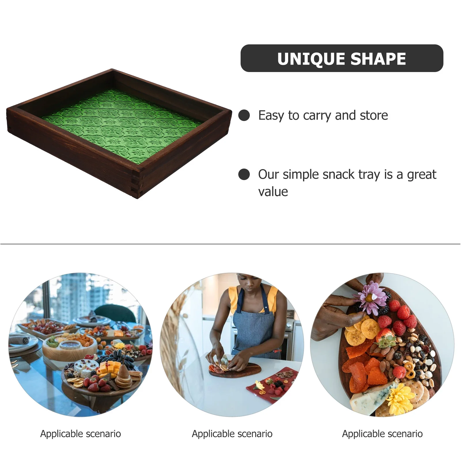 

Tray Begonia Decor Decorative Wooden Fruit Organizer Snack Platter