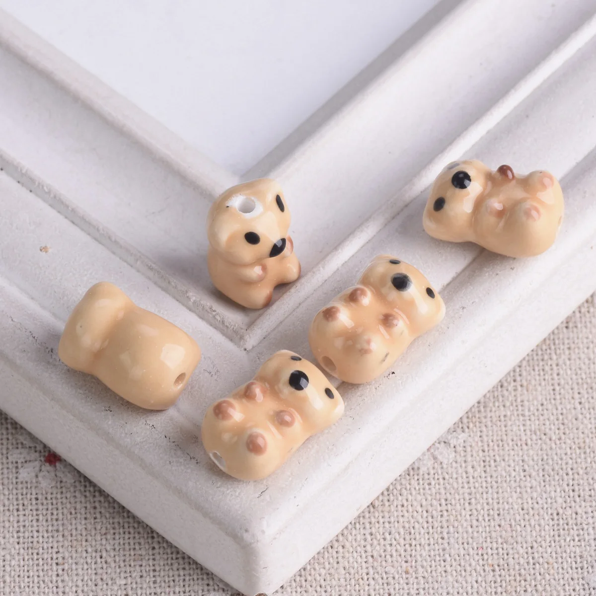 

5pcs Brown Bear Shape 17x11mm Ceramic Porcelain Loose Beads For Jewelry Making DIY Craft Finndings