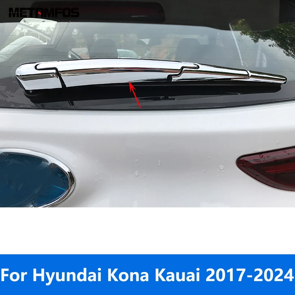 

Автомобильные аксессуары для Hyundai Kona Kauai 2017-2022 2023 2024 наружная хромированная крышка стеклоочистителя для заднего стекла отделка полоса для мойки ветрового стекла