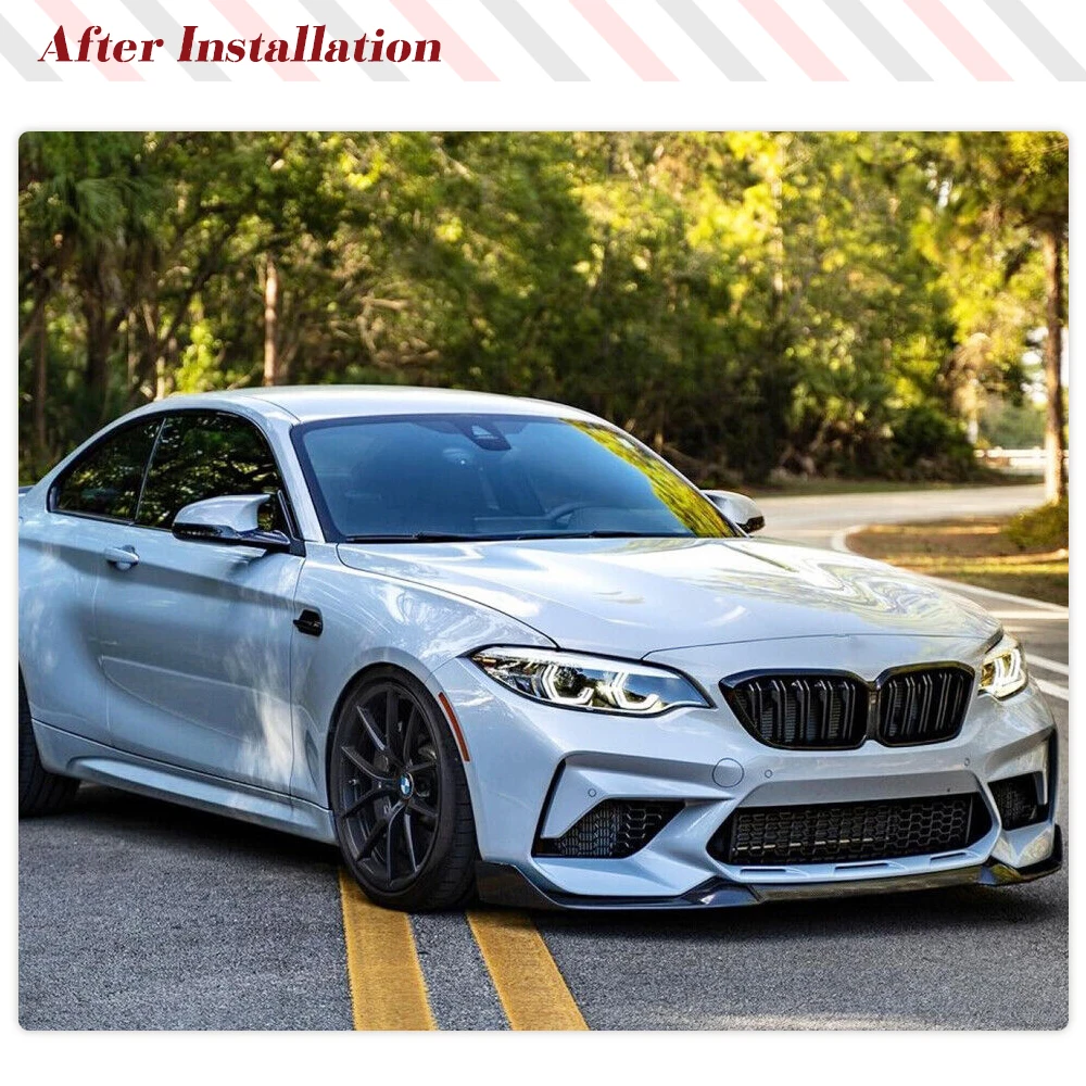 Car Front Bumper Lip Spoiler for BMW F87 M2C Competition 2018-2020 Carbon Fiber Car Front Bumper Lip Spoiler Splitters Guard