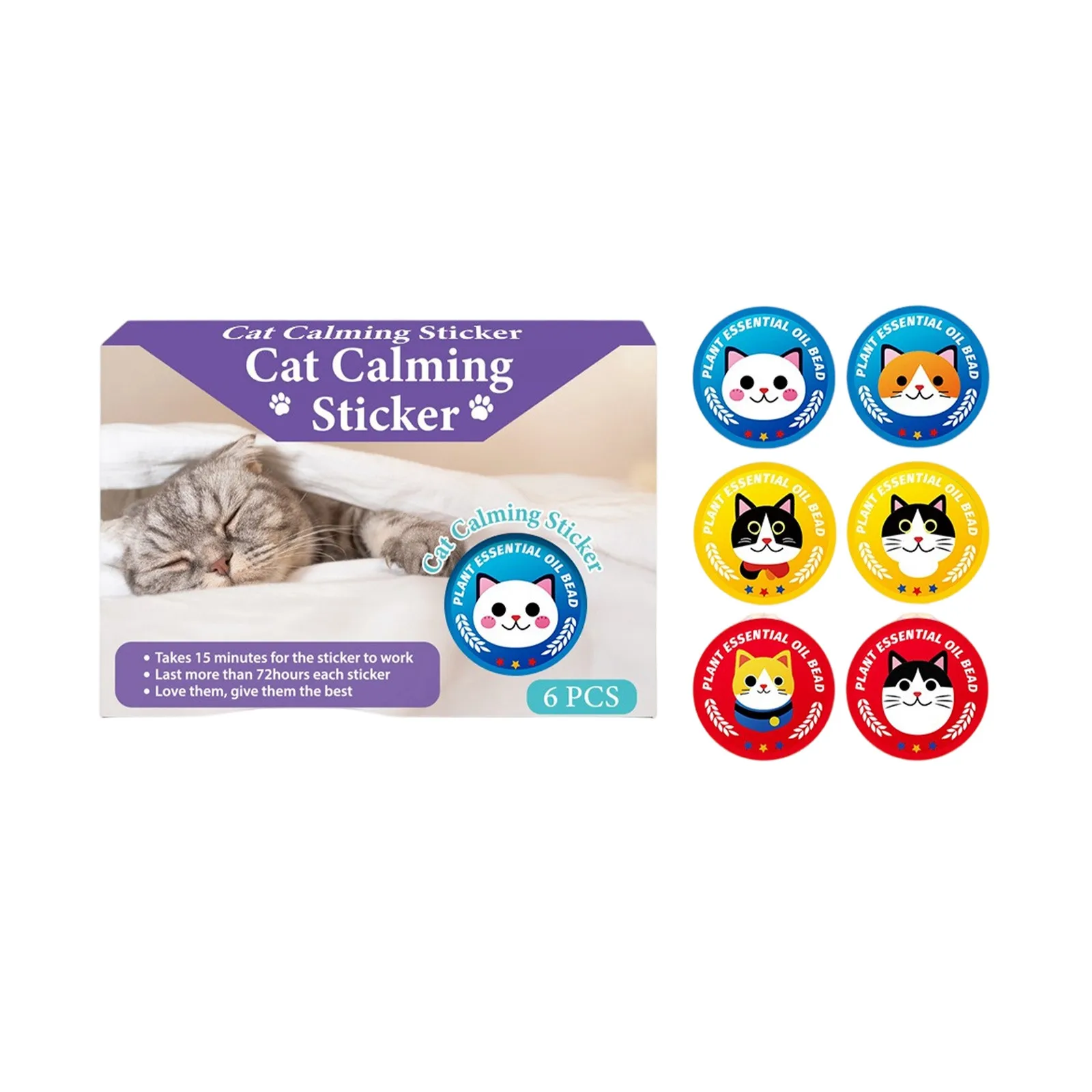 ملصقات مهدئة لراحة الحيوانات الأليفة، عواطف جديدة للكلاب والقطط مع الزيوت العطرية التي تزرعها بشكل طبيعي، آمنة وفعالة، 6 قطع للأسفل #5