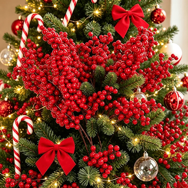 Tiges de baies rouges artificielles, parfaites pour la décoration de Noël et les travaux manuels, adaptées pour les mariages, les anniversaires, les fêtes de déménagement, Thanksgiving