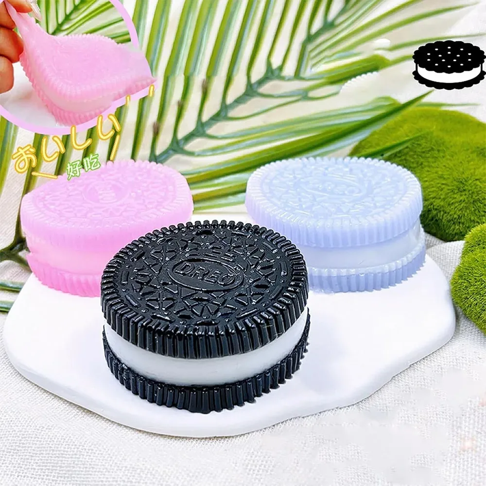 Handmade Silicone Big Sandwich Biscuits Stress Relief Squishy Toy Mochi Taba Squishy New Toy Biscuit Pinching Toy Squeeze Toys