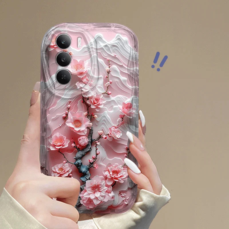 Flexible TPU Case For Realme P3 Lite Protective Cover Shockproof Flower Pattern Fundas
