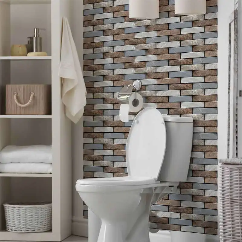 10-20 Sheets Peel and Stick Tiles 3D Waterproof Wall Tiles for Living Room Bathroom PVC Wall Panels Interior Wall Decoration