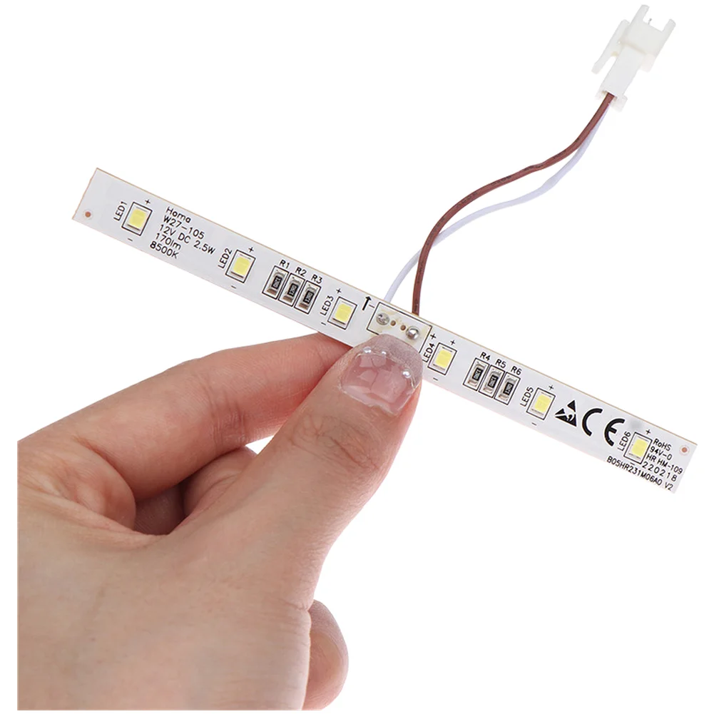 White Plastic LED Light Strip 12V 2.5W For Homa W27-105 Fridge Replacement Lamp Bar 8500K Cool Bright Interior Lighting Part