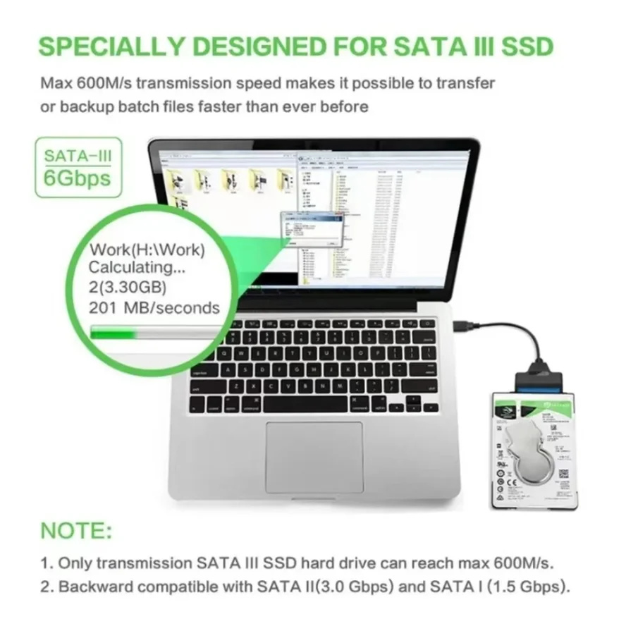Kabel USB 3.0 2.0 SATA 3 Adapter Sata na USB 3.0 do 6 Gb/s Obsługa 2,5-calowego zewnętrznego dysku twardego HDD SSD 22-pinowy kabel Sata III