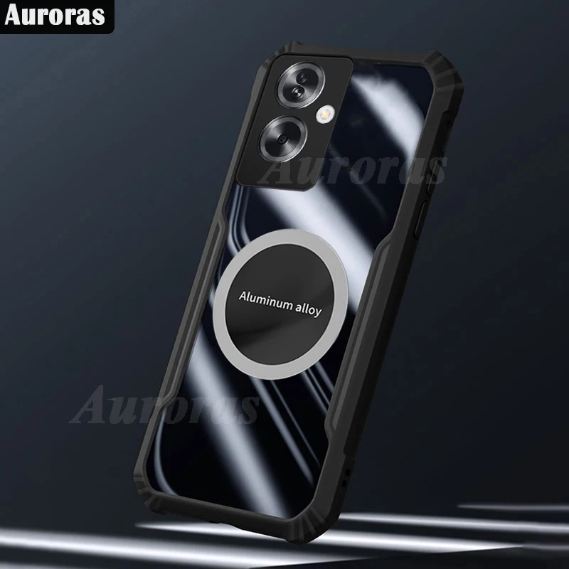 Auroras For OPPO A79 5G Case Car Mounted Magnetic Suction Airbag Bumper Clear Shell For OPPO Reno 11F 10 12Pro Plus Cover Fundas image 2