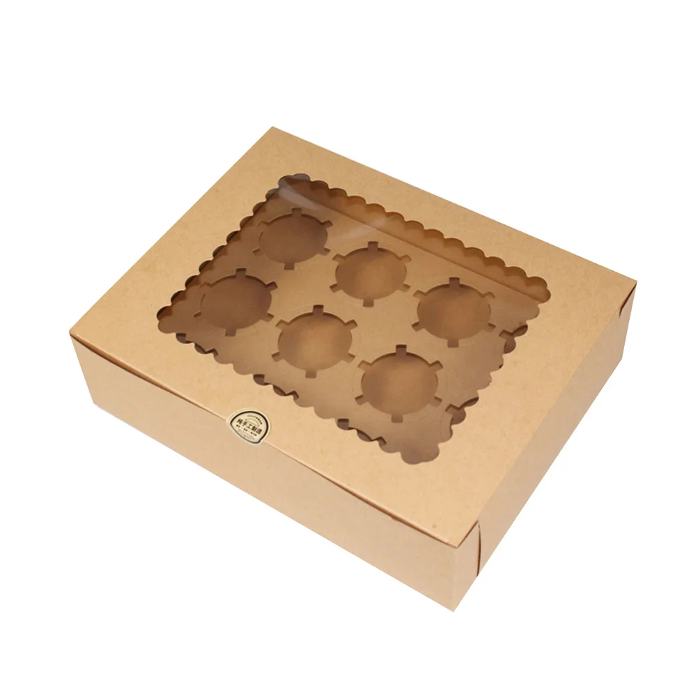 

12 Cavities Boxes Food Grade Paperboard 12 Cavity Cupcake Container Containers Foldable Reusable Picnic Party Storage
