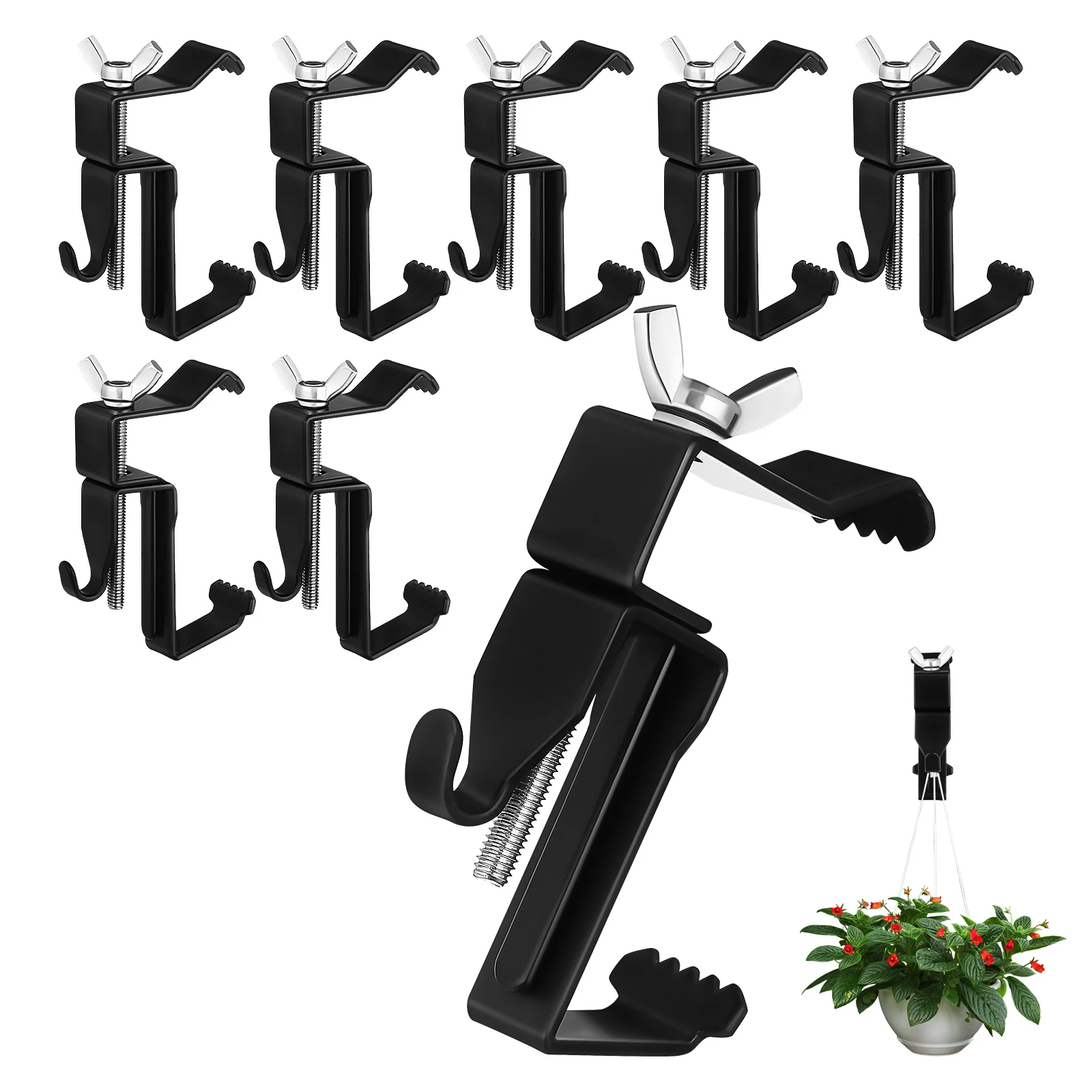 

8pcs Brick Hooks Heavy Duty Iron Clamps Wall Mount Hardware Outdoor Hanging Wreath Signs Pot Hangers Adjustable Brick Mounts
