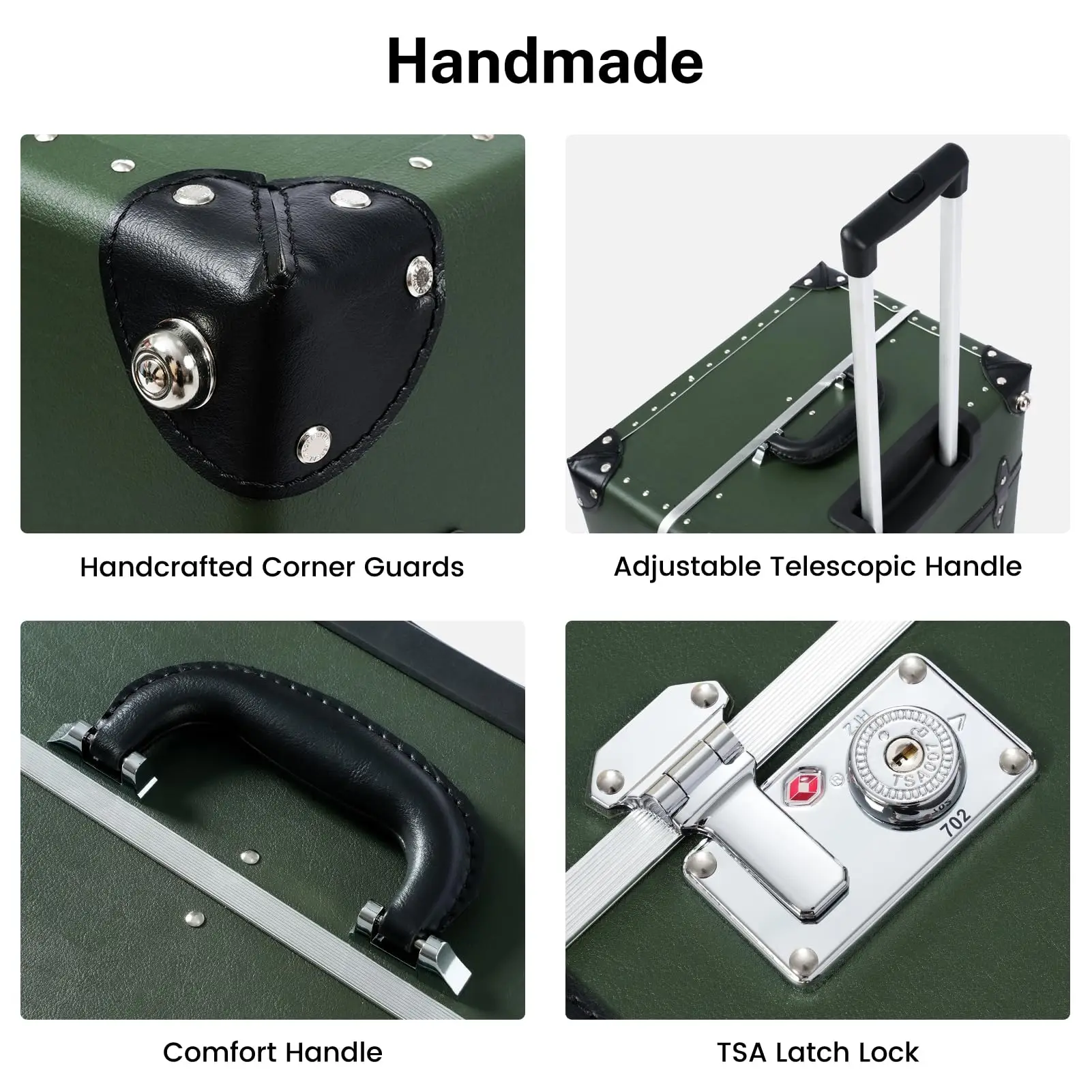 Urecity Vintage Luggage Travel Suitcase Sets With Double Wheel Boarding Cases PU Leather Luggage Set With TSA Lock 12 & 20Inch