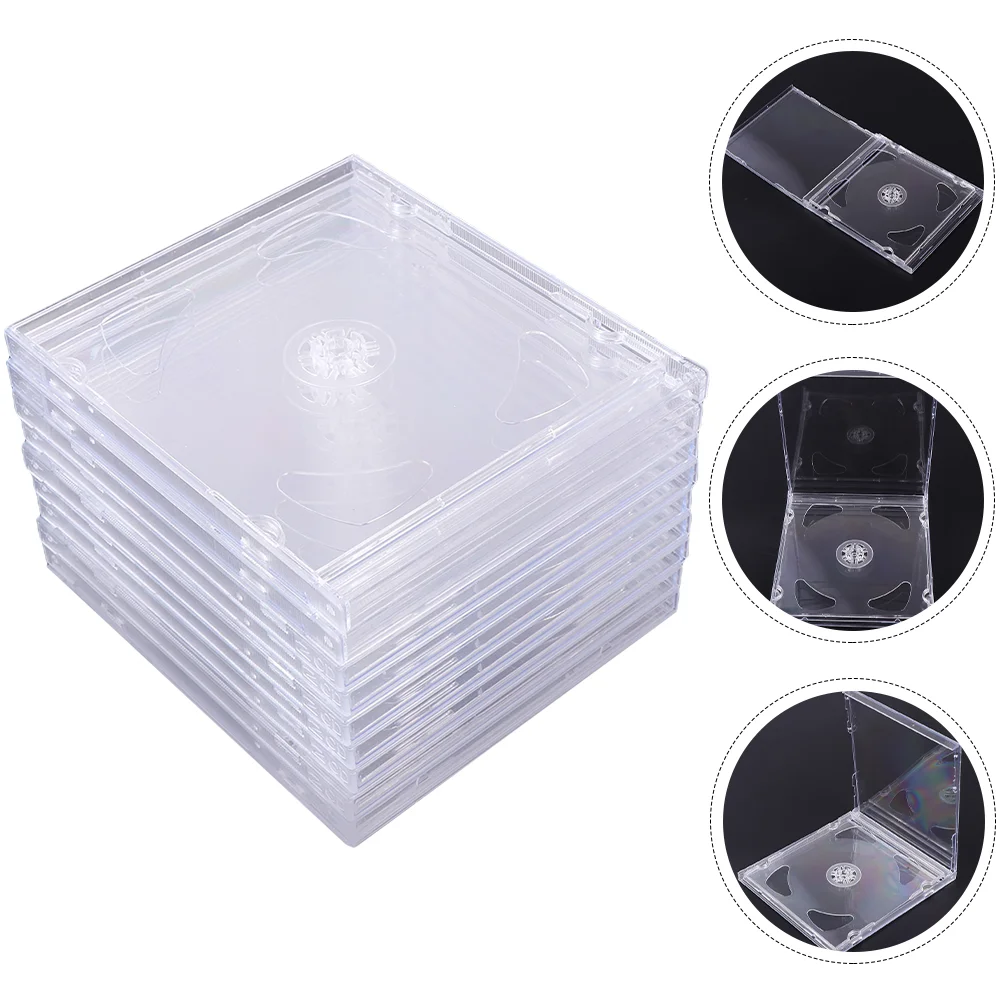 Caixas de armazenamento para dvd e cd, caixas acrílicas transparentes para cd, suporte duplo claro para viagens, 9 pcs