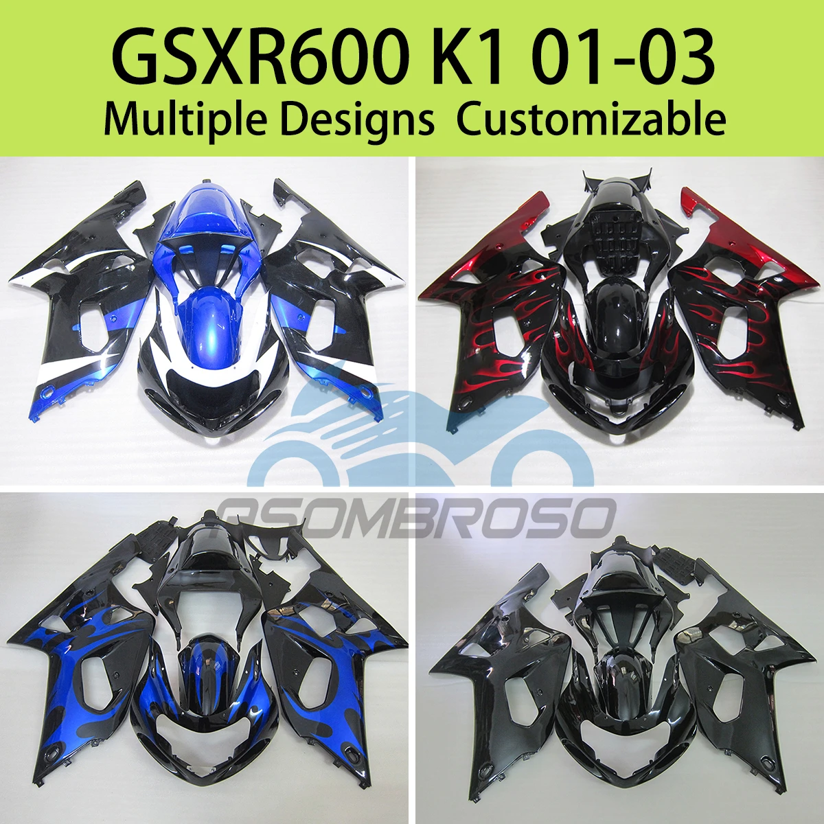 

Full Fairing Set GSXR600 GSXR750 2001 2002 2003 Motorcycle Customized Fairings Kit for SUZUKI GSXR 600 750 K1 01 02 03