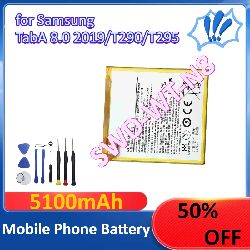 

Mobile Phone Battery for Samsung TabA 8.0 2019/T290/T295 Send Tools SWD-WT-N8 5100mAh
