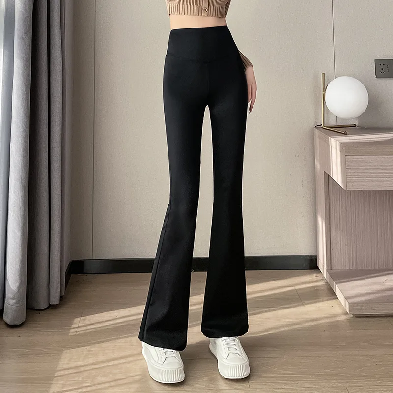 

Women'S Elastic Leggings Solid High Waist Slim Flared Yoga Sports Horn Casual Pants Running Sports Ladies Pants Casual