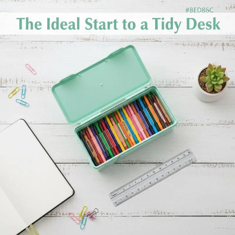 Colorful Pencil Box Large Capacity Plastic Organizer Storage Boxes For School Bulk Stackable Design Office Supplies
