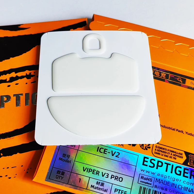 1 pacote original esports tigre gelo v2 mouse patins pés para razer viper v3 pro arco branco ptfe ratos pés desliza