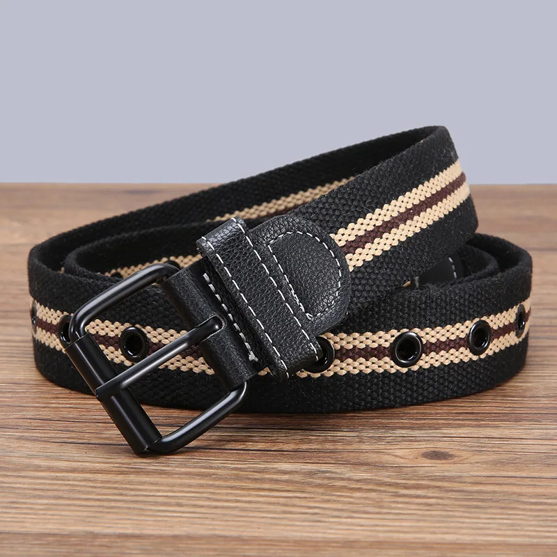 Men belt New Arrival Buckle Canvas Belts Tactical Multi-Purpose Woven Belt with Full Eyelet Pants Belt for men