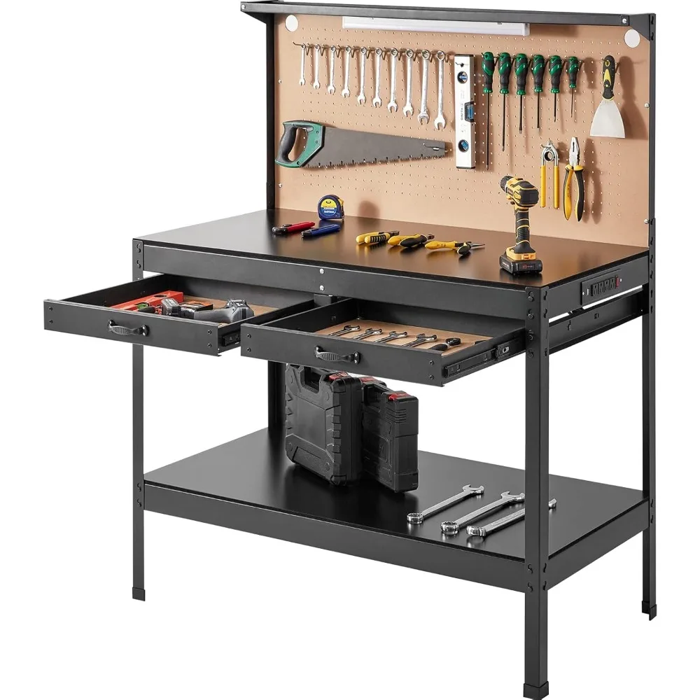 

A3 Steel Work Bench for Garage max. 1500W Heavy Duty Workbench 220lbs Weight Capacity 0.47" Bench top Thickness