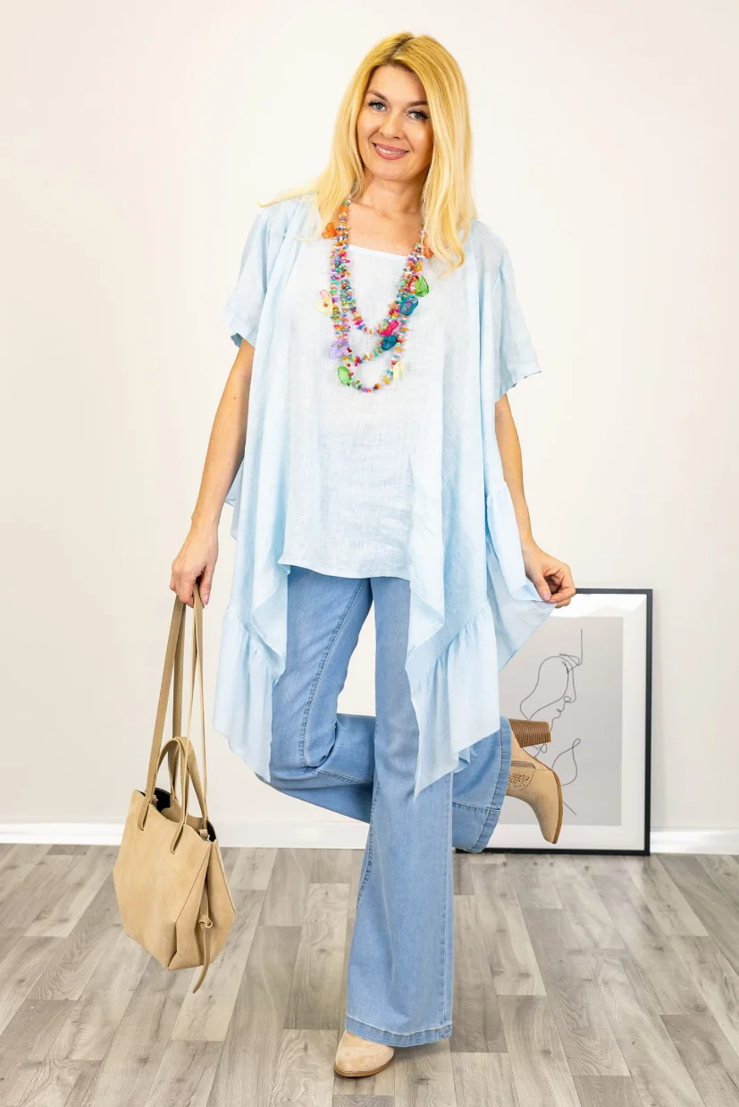 

Повседневный элегантный свободный топ во французском стиле с круглым вырезом