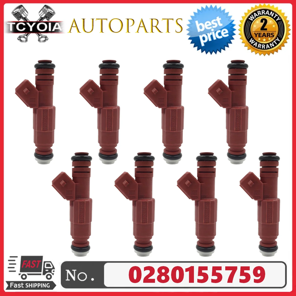 5/8 pièces injecteurs de carburant 0280155759 pour 1996-1997 Volvo 850 2.3L 1998 Volvo S70 V70 2.4L Ford Chevrolet Camaro Mustang