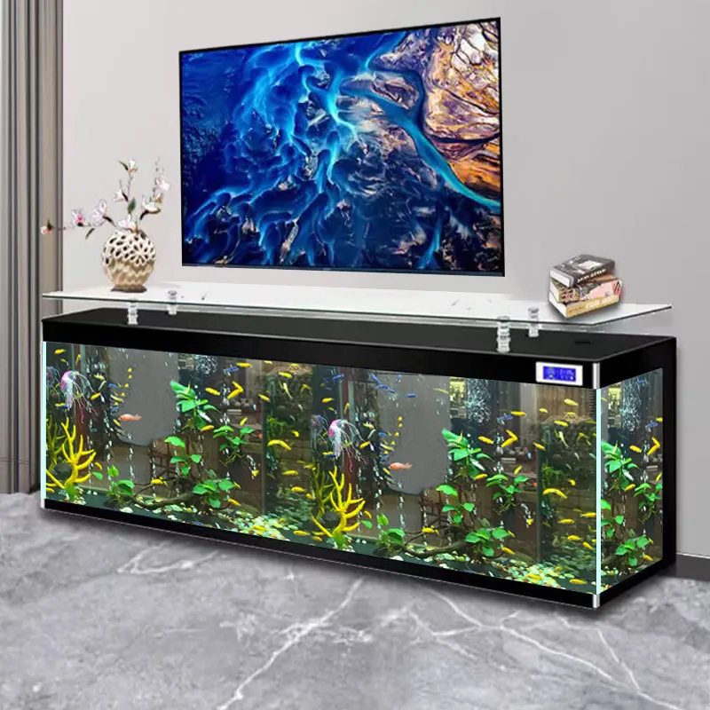Ultra-white fish tank aquarium living room floor-to-ceiling household partition screen bottom filter large new TV cabinet fish