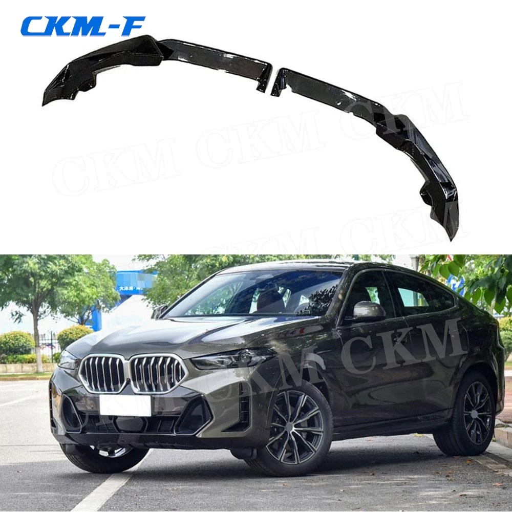 

ABS Black Front Bumper Lip Chin Spoiler Car Styling Bodykits for BMW X6 G06 LCI Sport 2023+ Carbon Look Bumper Guard Accessories