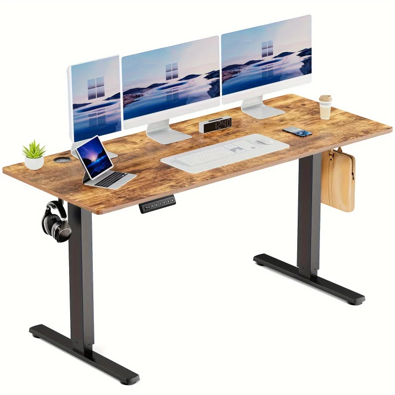 63/55/48/40 Inch Electric Vertical Desk Height Adjustable Standing Computer Workstation Wooden，Suitable for Family Bedroom Game