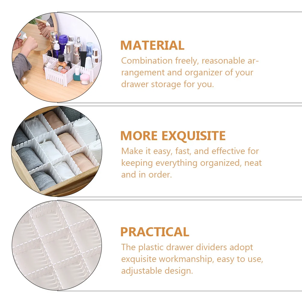 8 szt. Plastikowe przegródki do szuflad, regulowane organizery DIY, podziałki do przechowywania w domu i organizacji szuflad