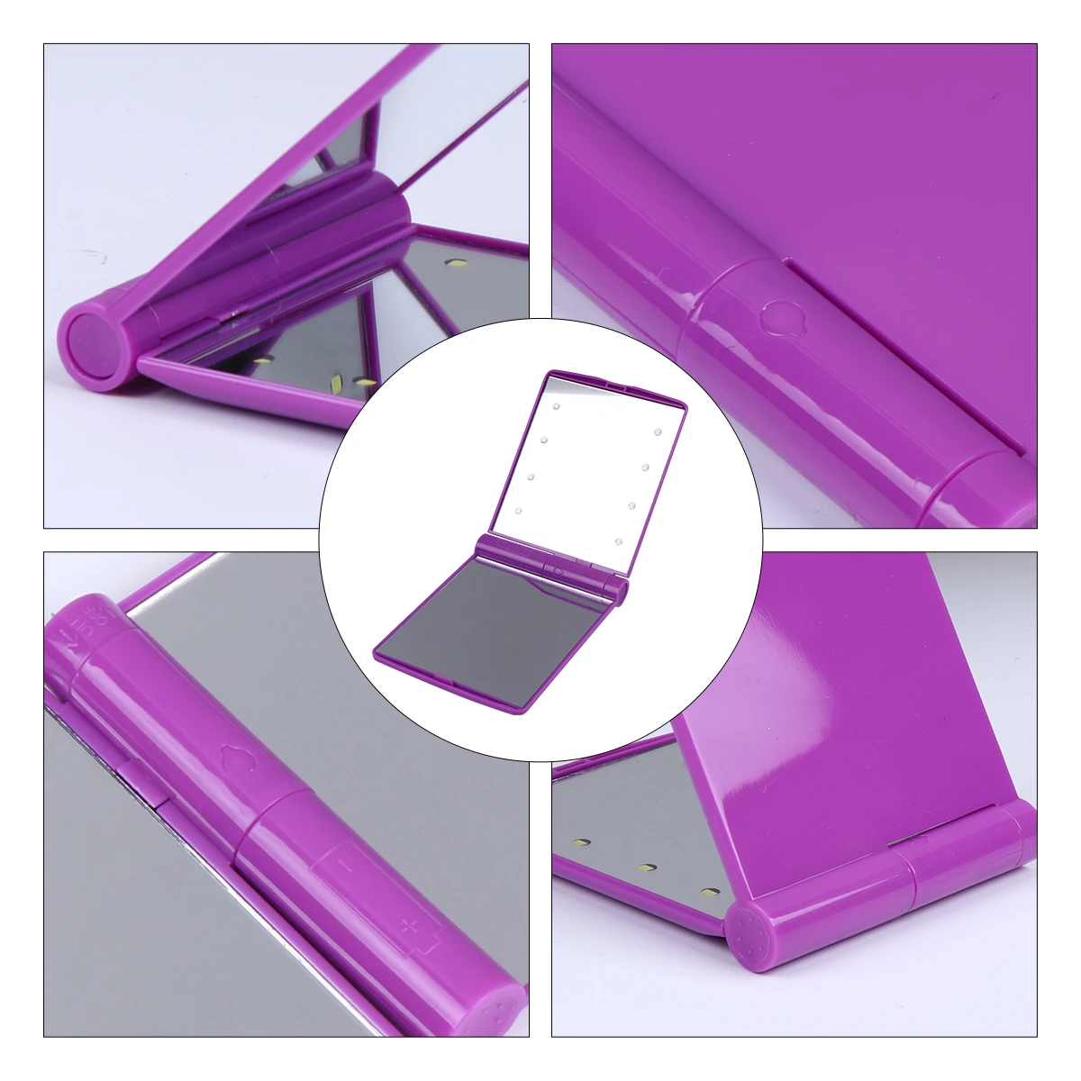 LED Makeup Mirror Foldable Portable Pocket Mirror with High Definition Clear Surface Chic Lightweight Design for Women Girls