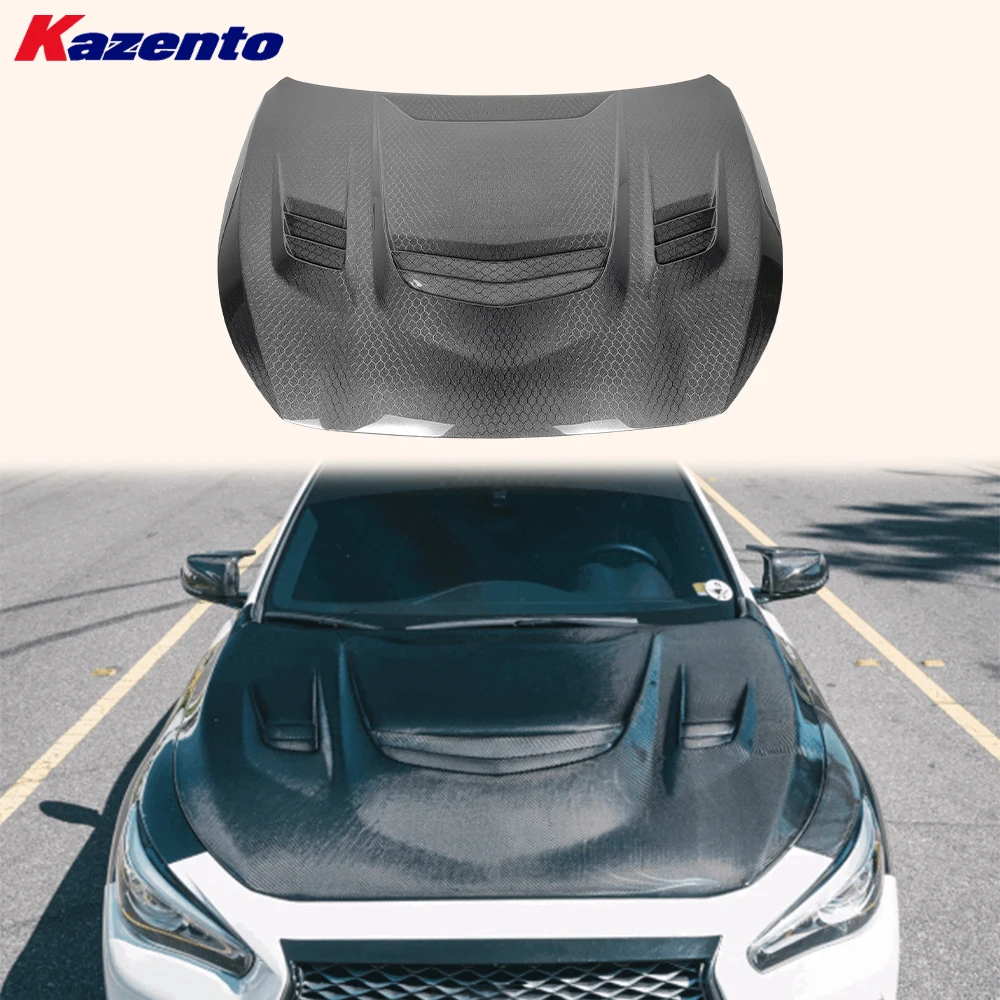 For Infiniti Q50 V37 Sedan 2013-24  Honeycomb Carbon MBJ Style Front Vented Hood( Ocean freight is favorable, welcome to inqury)
