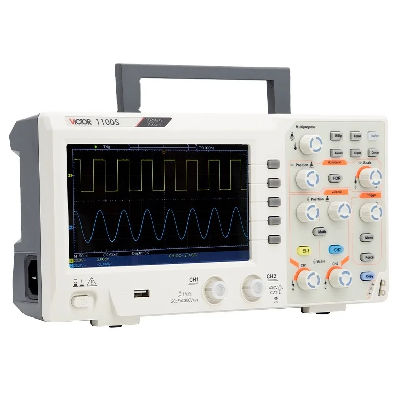 

VICTOR 1100S 7 Inch TFT LCD Screen 2CH+1CH Channels 100MHz analog oscilloscope Digital Oscilloscope Desktop Oscillograph