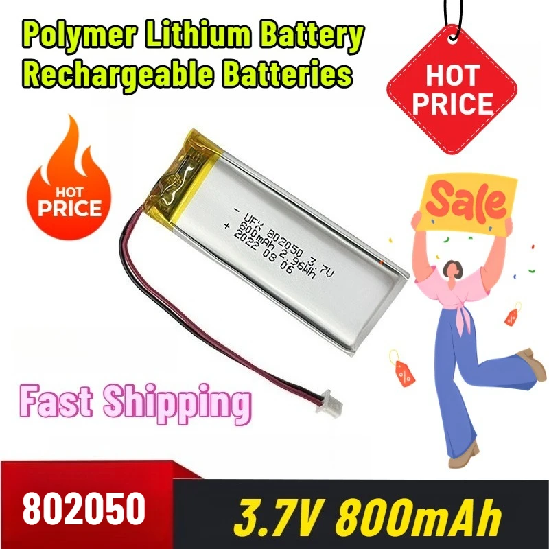 

802050 800mAh 3.7V Polymer Lithium Battery Rechargeable Batteries