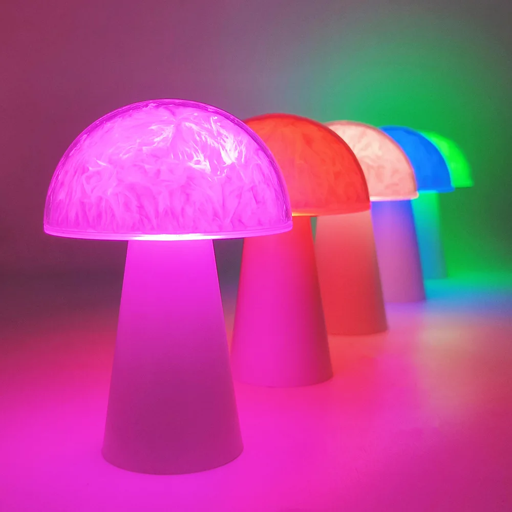 RGB Mushroom Desk Lamp LED Night Light Remote Control Bedside Table Lamp For Bedroom Childrens Room Sleeping Night Lamps