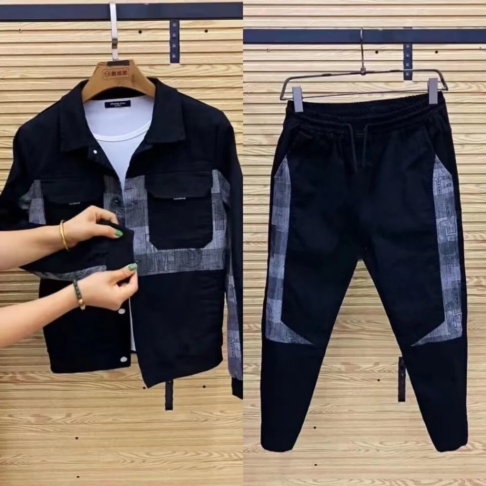 2023 European and American Suit Men\'s clothing New Fashion Handsome Casual High-end Simple Two-Piece Fashion Versatile Suit men