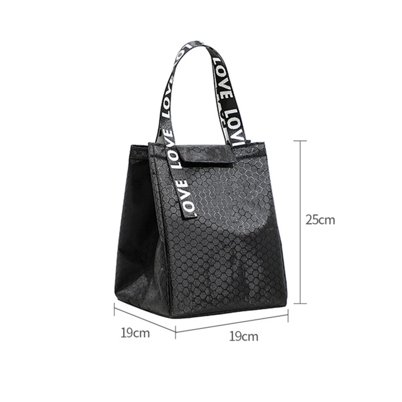 Large Capacity Printed Insulated Lunch Bag for Women Kids Portable Waterproof Thermal Simple Food Storage Bento Handbags