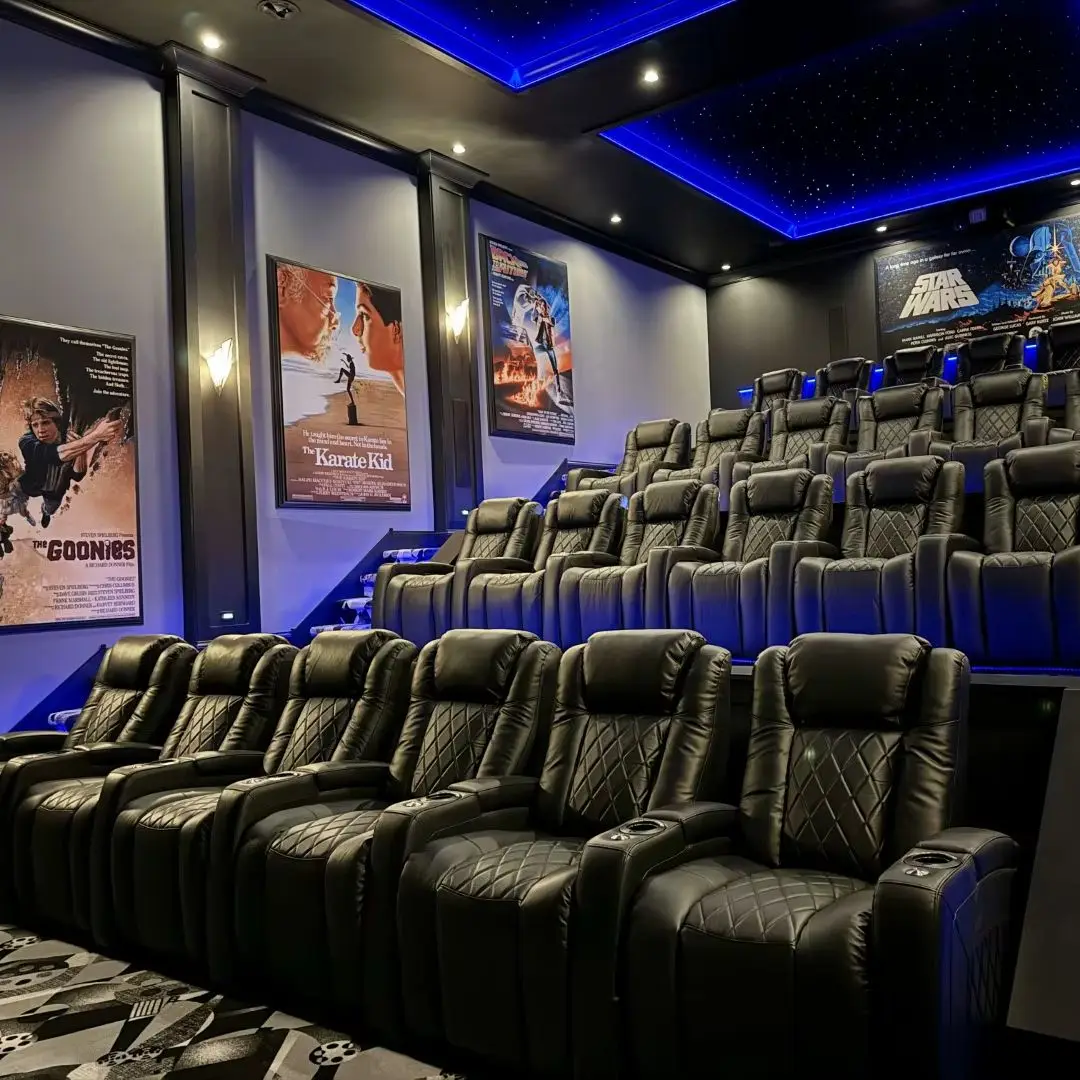 New Home Theater Cinema Recliner Sofa Living Room Luxury Leather Three Seater Console and Coffee Table Optional
