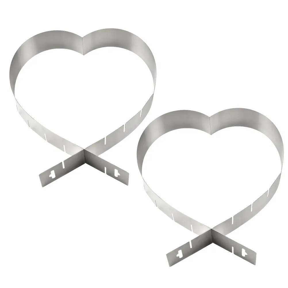 2Pcs Heart Shaped Adjustable Cake Mold Silicone Baking Mold for Family Baking Projects Elegant Design Easy Demoulding 6 Inch to