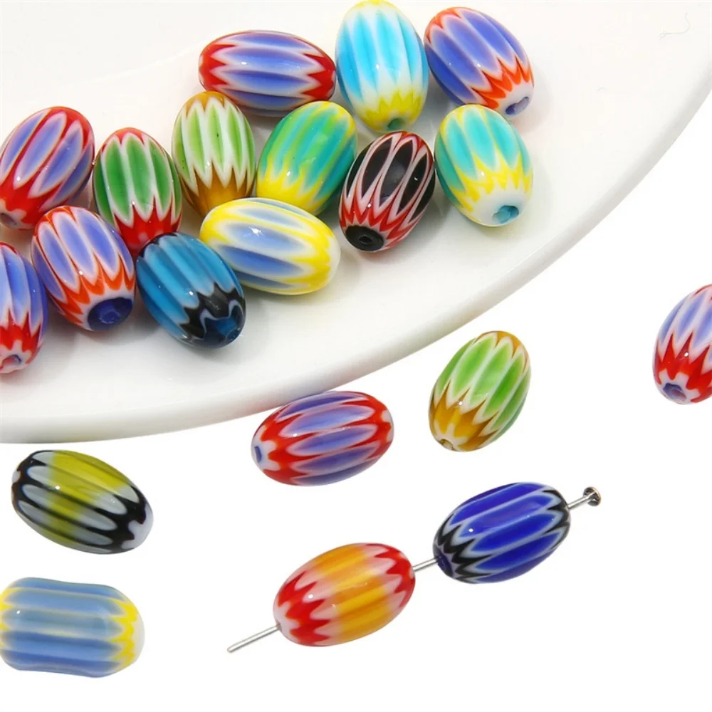 5pcs 12x8mm Nepal Style Colorful Lampwork Beads Oval Shape Bead Diy Loose Beads for Jewelry Making Handmade Bracelet Accessories