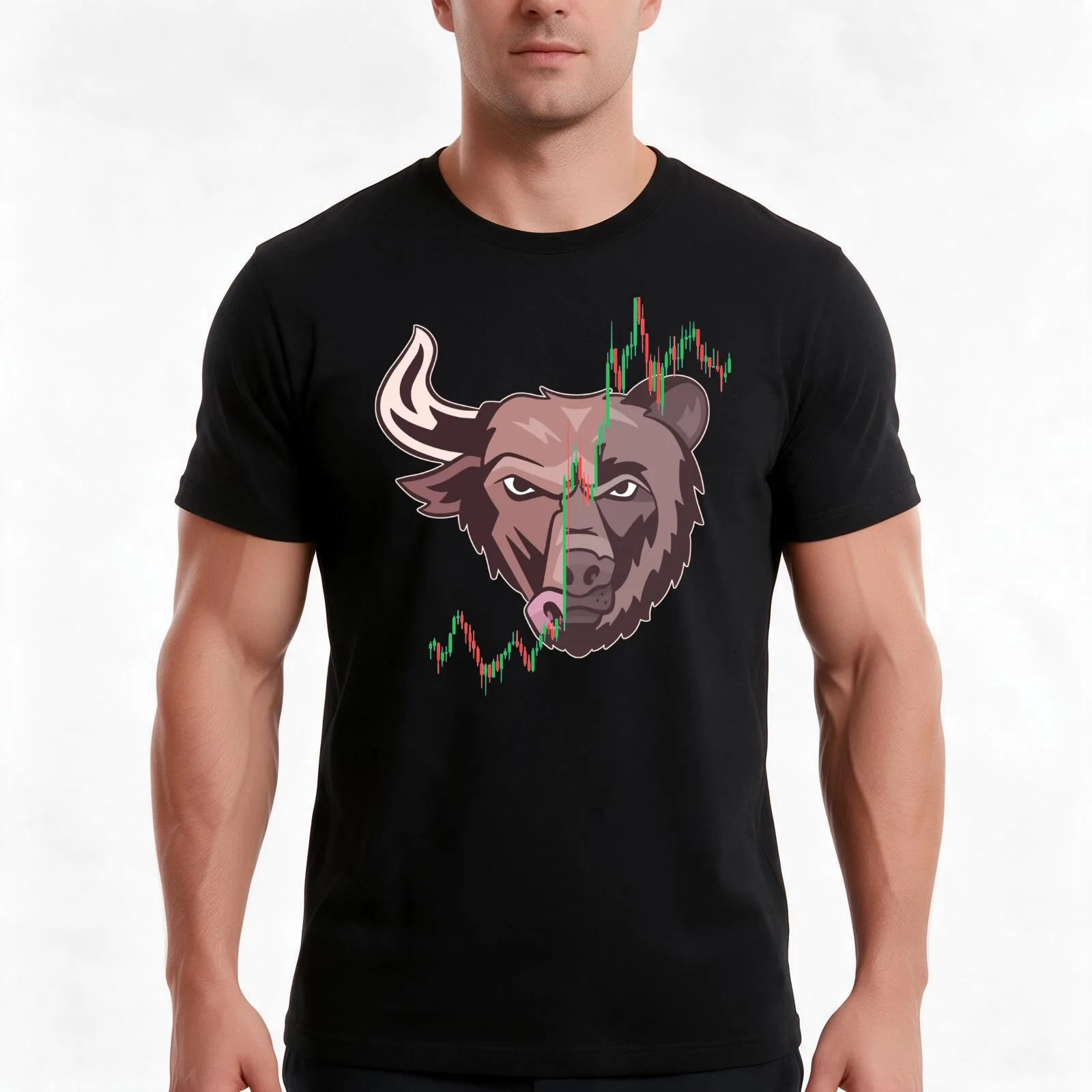 Bull vs Bear Candlestick Chart Stock Market Investor Trader T-Shirt Summer Casual Cotton Tee Oversized Streetwear Tops