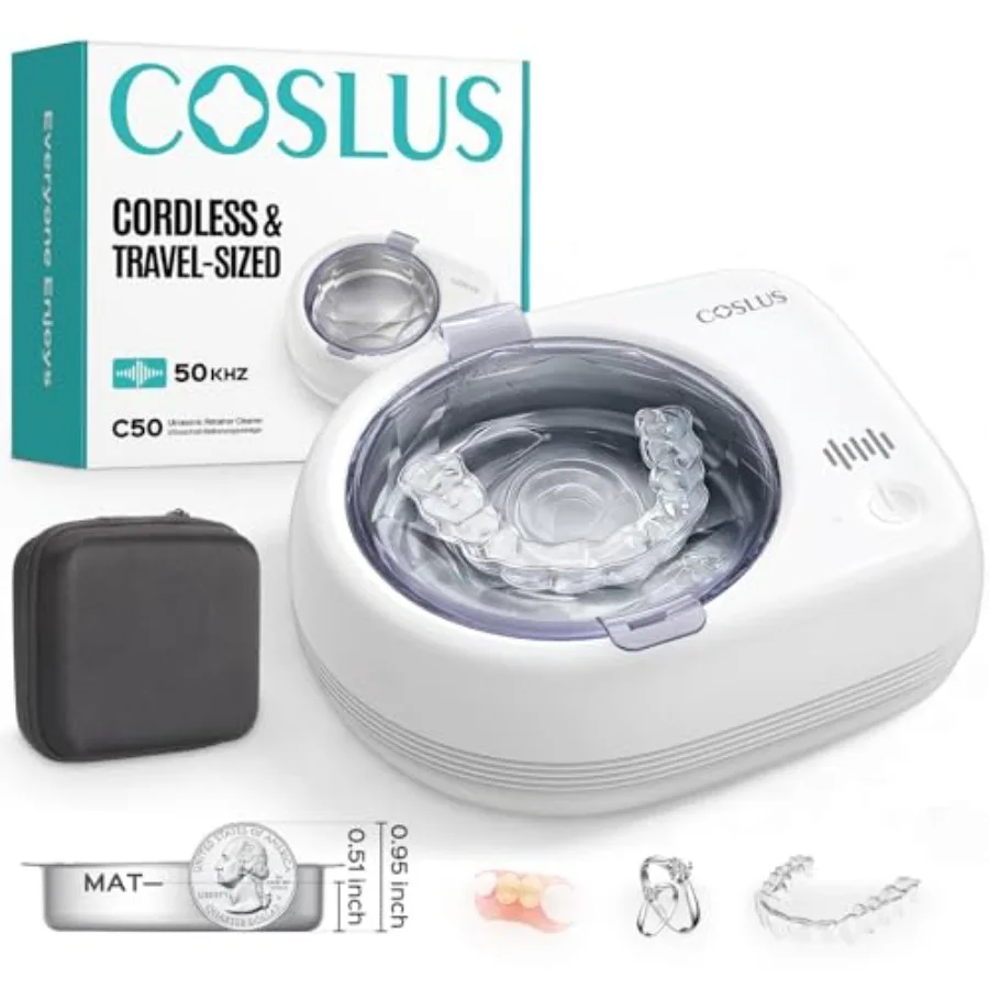 

Машина для чистки ретейнеров: Беспроводное профессиональное устройство для глубокой очистки зубных протезов, элайнеров и ночных капп.