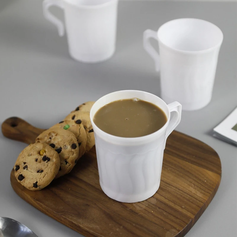 2/5Pcs 280ml Plastic Coffee Mugs Coffee Cups With Handle Disposable Tea Cup Soup, Espresso Mug, Hot Or Cold Drinks